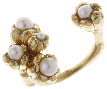 Prsten otevřené kvítí s perlami