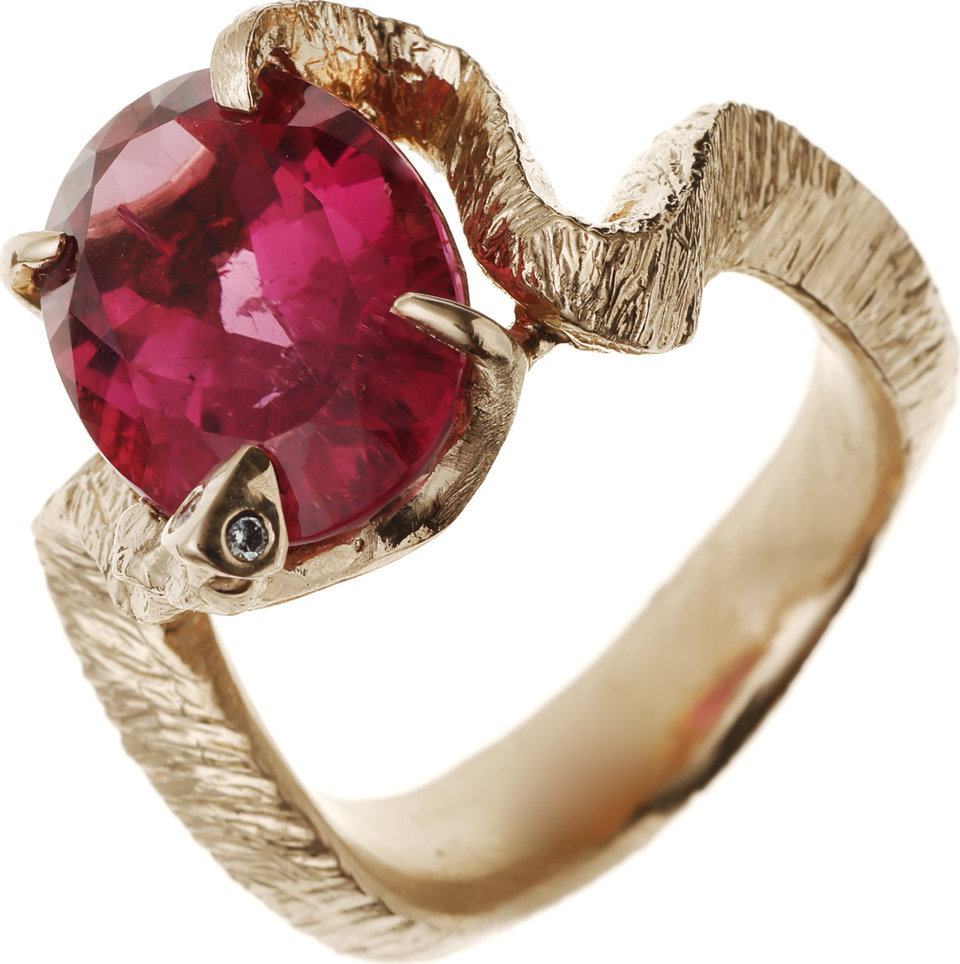 Serpent Ring with Rubellite one of a kind