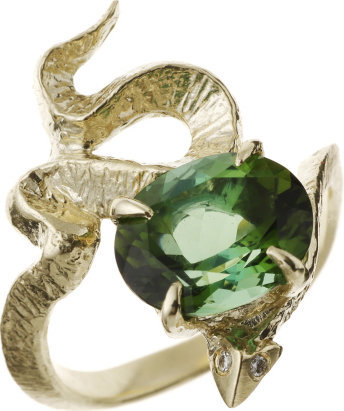 Serpent Ring with Green Tourmaline