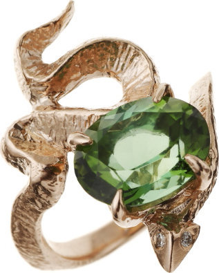 Serpent Ring with Green Tourmaline