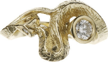 Serpent Ring with a Diamond